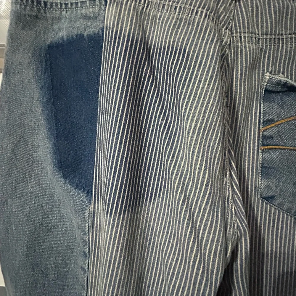 Jaded Gypsy Women's Relaxed Patchwork Denim Jeans in Blue with Cream Accents - Picture 7 of 9